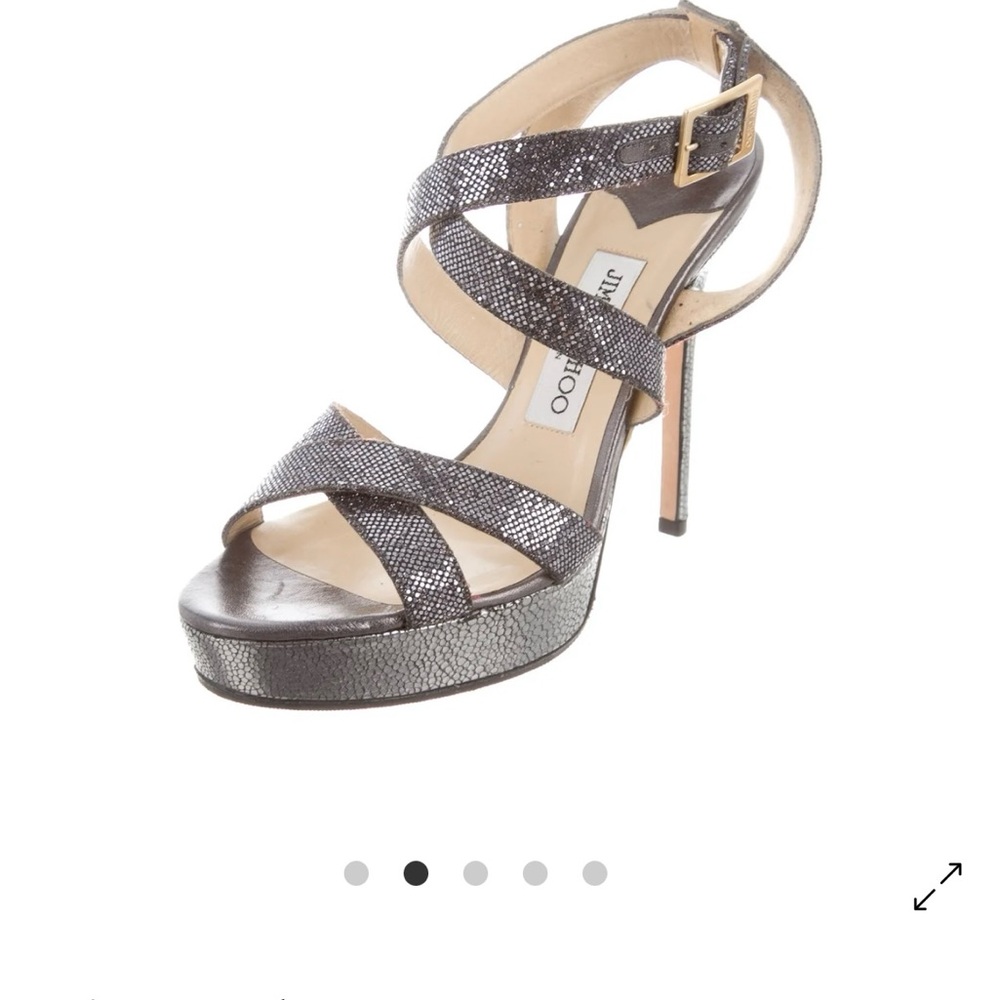 Jimmy Choo Silver Platform Sandals with Strappy Design - Picture 2 of 6